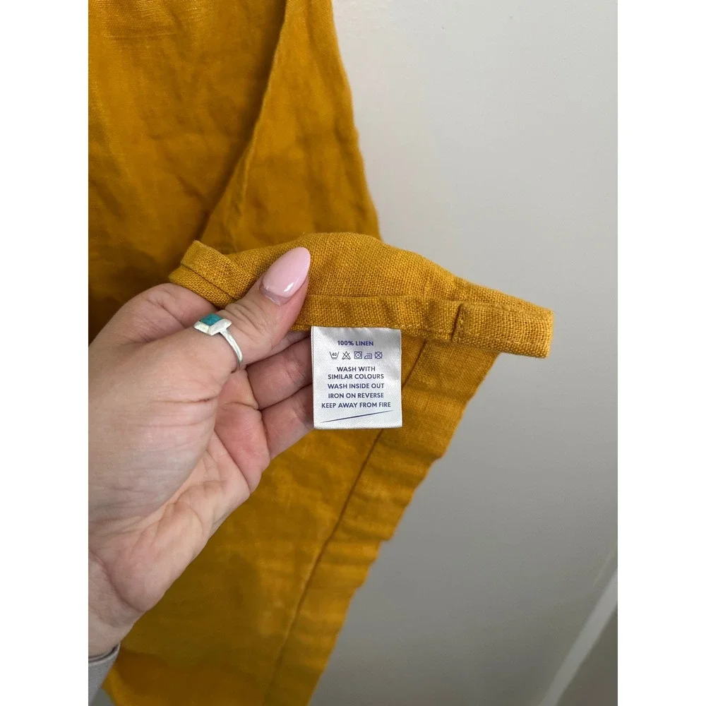 Linen Tales Apron Unisex OS Mustard Yellow EUC 100% Linen Lithuania Pockets
